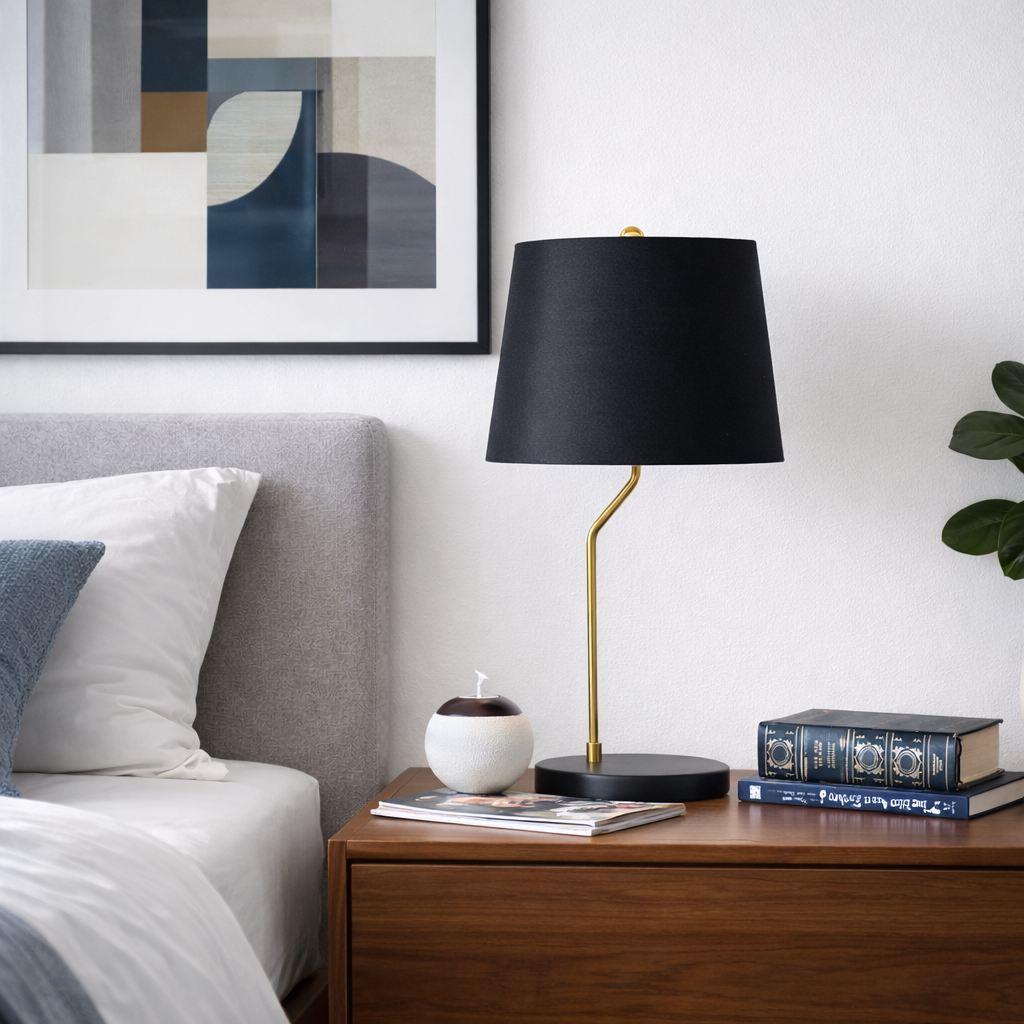 New Design Small Modern Stylish Desk Lamp In Stock In The United States, Easy To Install, Used for Bedside Table Lamp, Lustrous Table Lamp - Black outer and Gold inner 110~120V