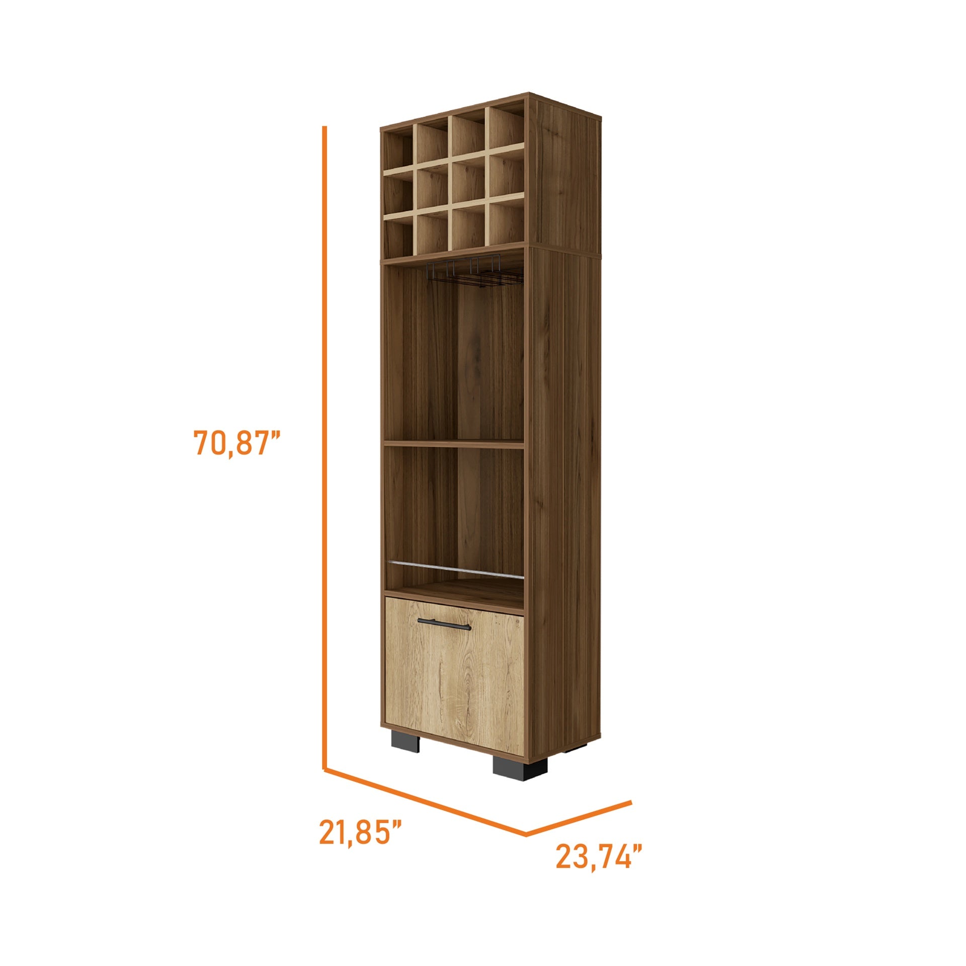 Jackson 12-Bottle 2-Shelf 1-Drawer Bar Cabinet Mahagony and Macadamia