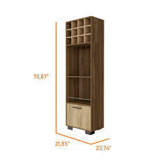 Jackson 12-Bottle 2-Shelf 1-Drawer Bar Cabinet Mahagony and Macadamia
