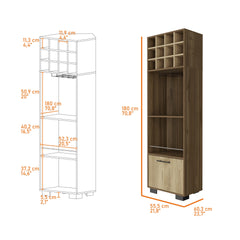 Jackson 12-Bottle 2-Shelf 1-Drawer Bar Cabinet Mahagony and Macadamia