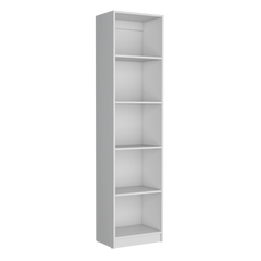 White 5-Shelf Slim Bookcase