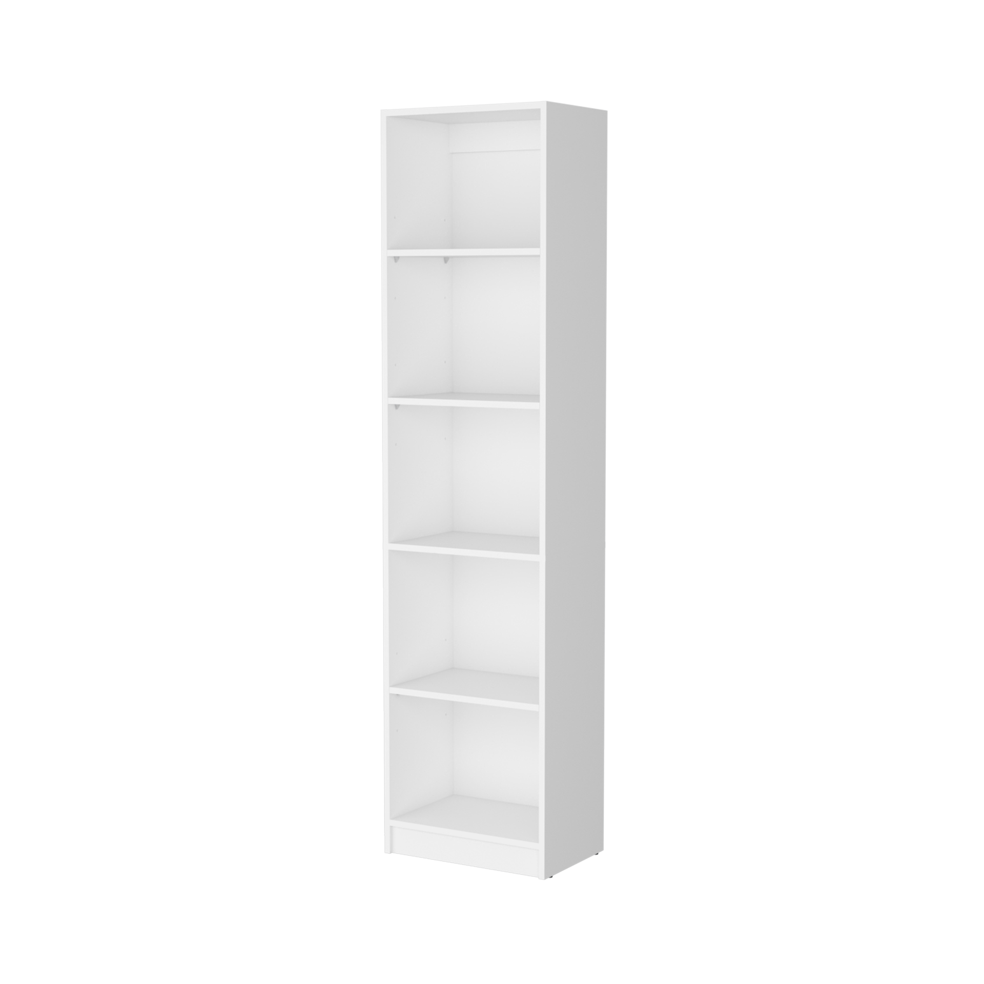 White 5-Shelf Slim Bookcase