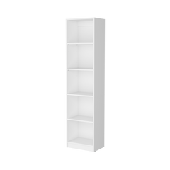 White 5-Shelf Slim Bookcase