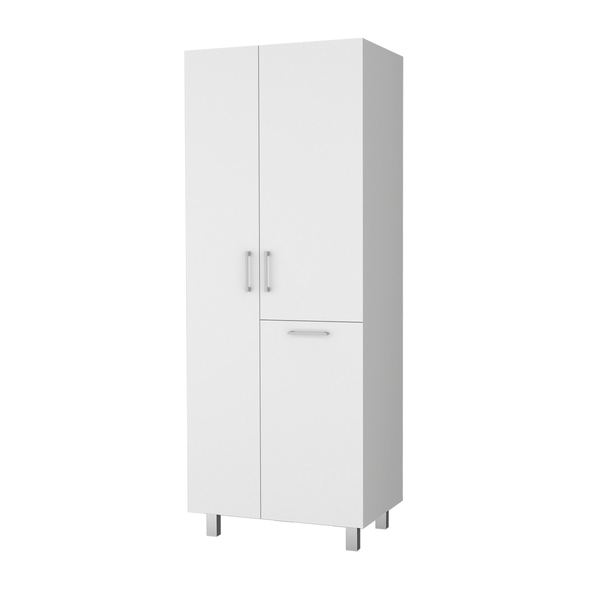 White 1-Drawer Modern Storage Cabinet with 2 Doors and Metal Legs