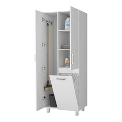 White 1-Drawer Modern Storage Cabinet with 2 Doors and Metal Legs