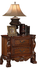 Traditional Luxury Nightstand with 2 Drawers Cherry Oak Finish Solid Hardwood Elegant Formal Bedroom Furniture 1pc