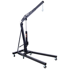 2 Ton Folding Engine Hoist Cherry Picker Shop Crane Hoist Lift, Heavy Duty Steel with 6 Iron Caster Wheels (Black)