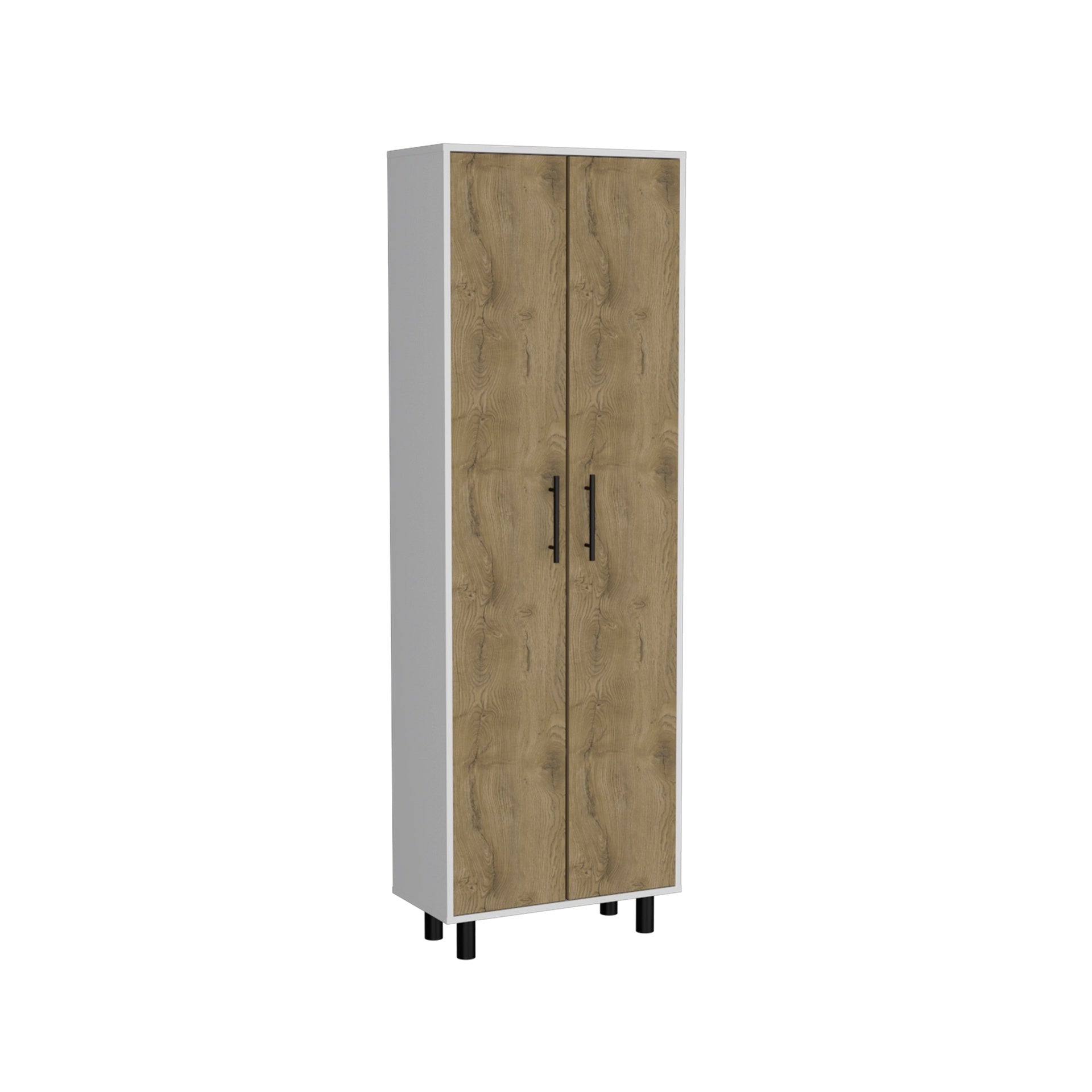 Multistorage Cabinet 71"H, Five Internal Shelves, Two Doors, White/Macadamia