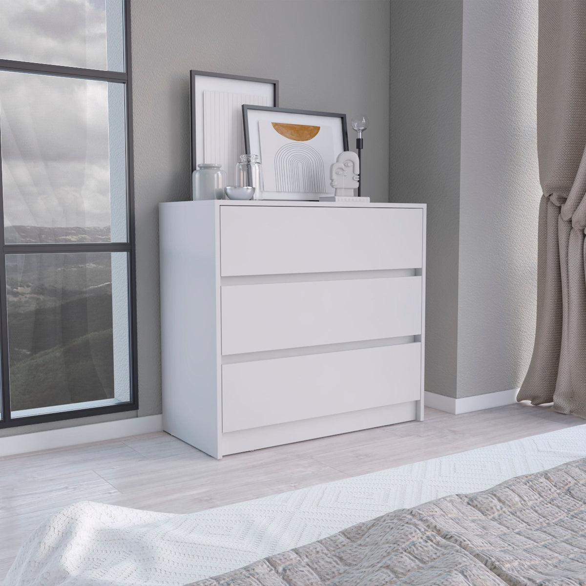 Dresser 31 inchH, 3 Drawers, Chest of Drawers, White