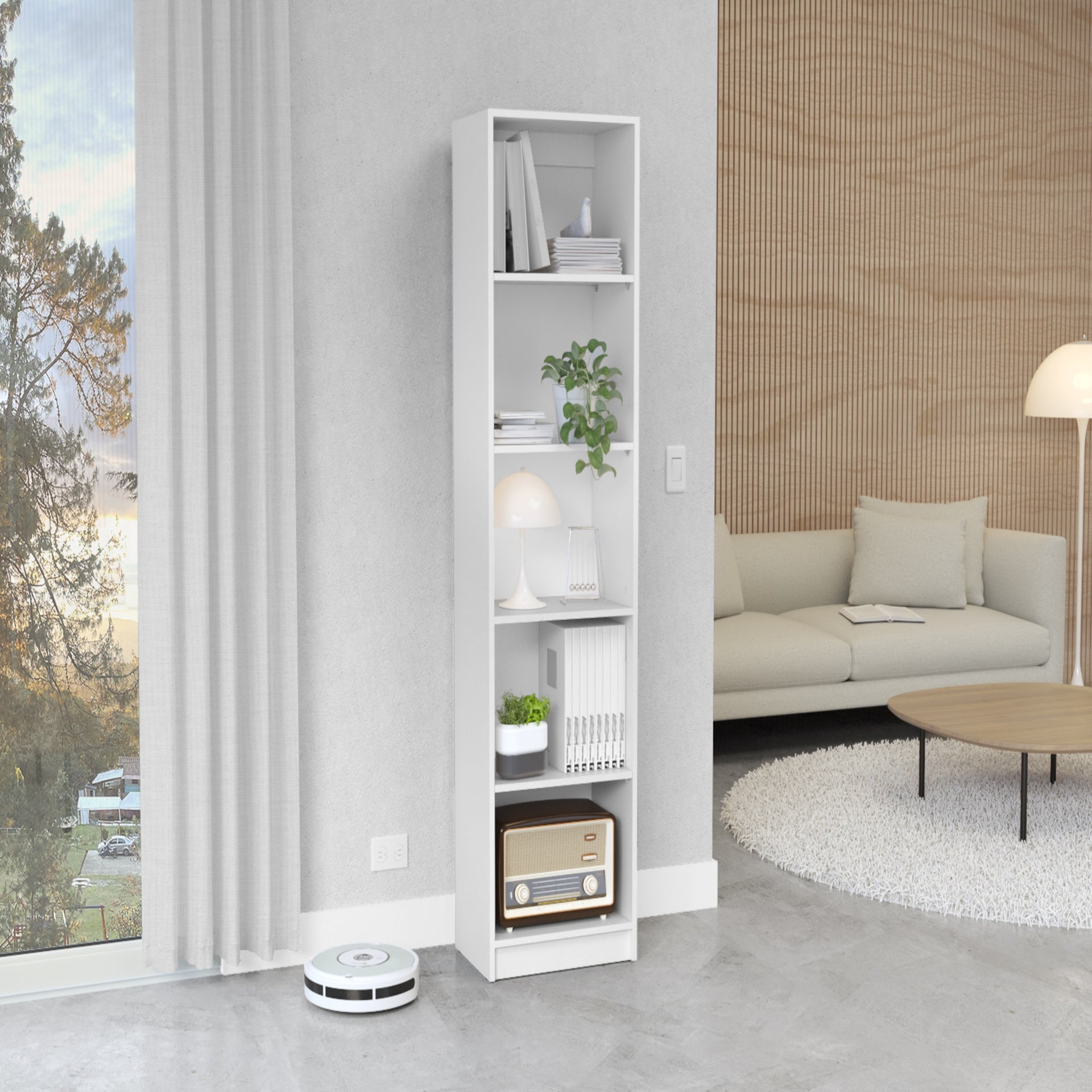 Vinton XS Bookcase Compact Bookshelf with Multiple Shelves, White