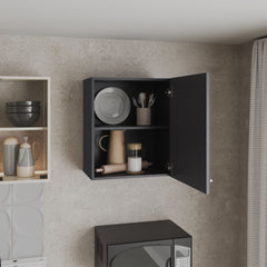 Wall Cabinet  23.6" H, with 1 Door and 2 Shelves, Black