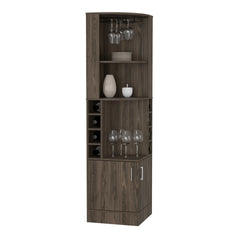 Corner Bar Cabinet, Two External Shelves, Dark Walnut