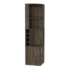 Corner Bar Cabinet, Two External Shelves, Dark Walnut