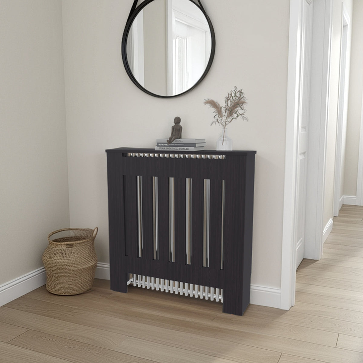 Radiator Cover Cabinet, 1 Shelf, Black Wengue