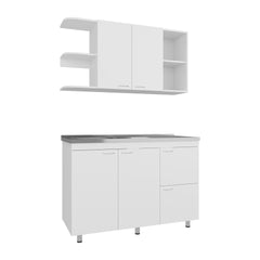 Byron Kitchen Cabinet Set, 6 Doors, 9 Shelves, White - Kitchen