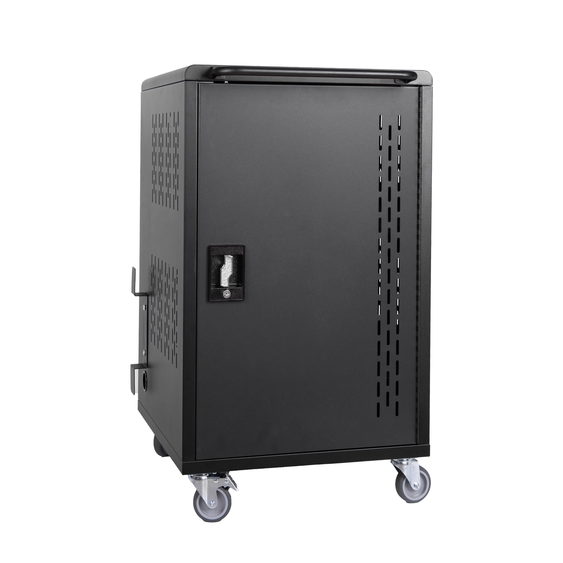 32 Bay Mobile School Charging Cart Station for Chromebook, Tablet and Laptop Computer with Power Strip Included, Assembly Required-BLACK