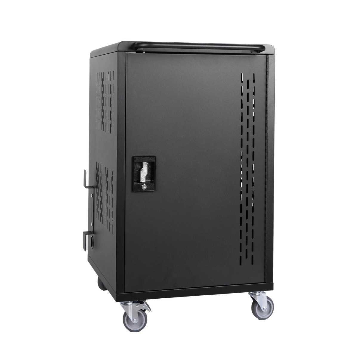 32 Bay Mobile School Charging Cart Station for Chromebook, Tablet and Laptop Computer with Power Strip Included, Assembly Required-BLACK