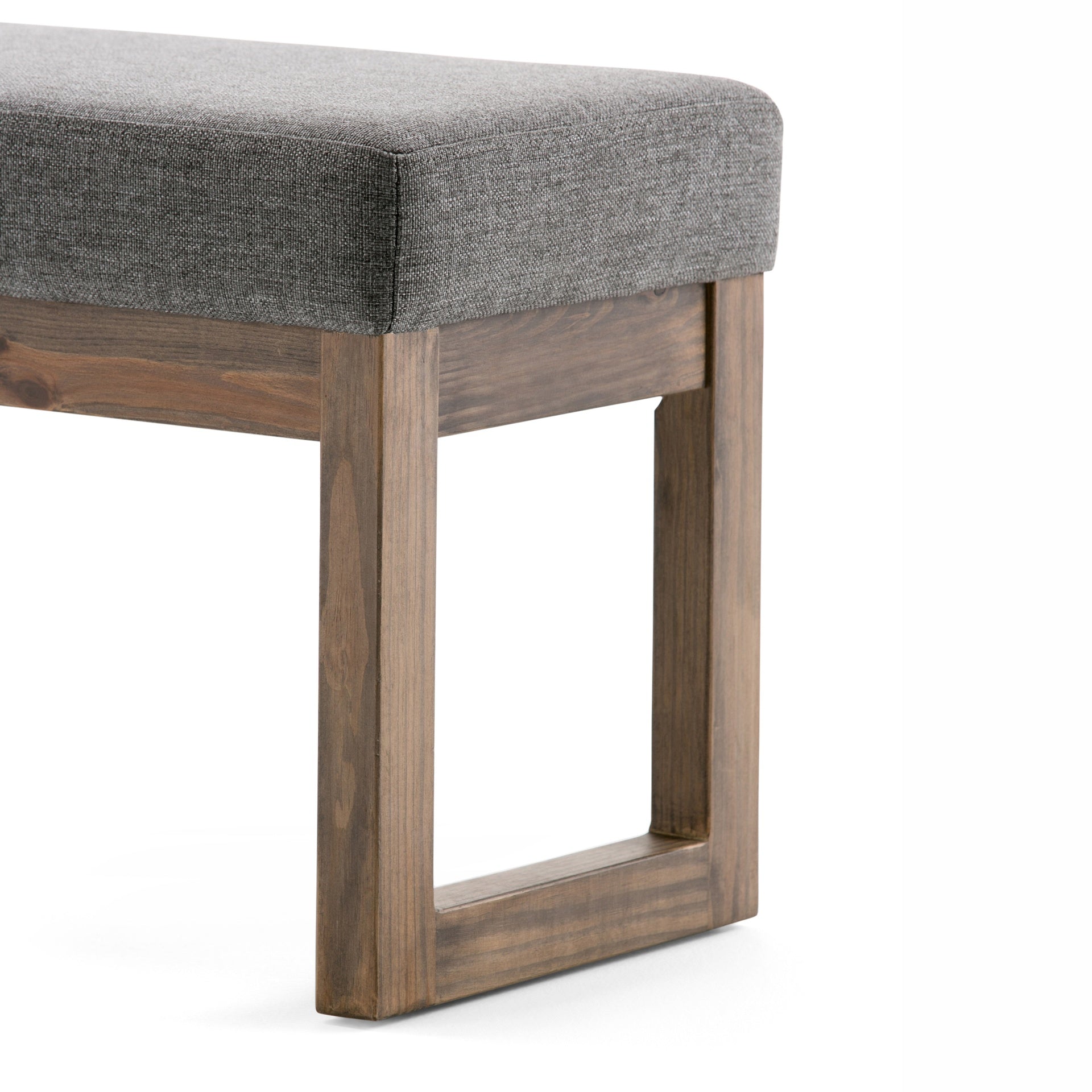 Milltown 27 inch Wide Solid Wood Footstool Small Ottoman Bench in Grey