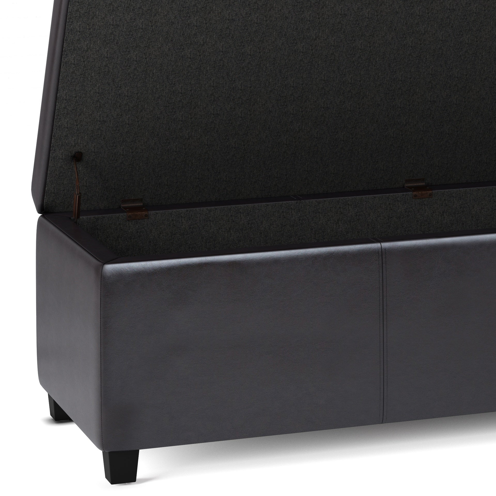 Avalon 54 inch Wide Extra Large Storage Ottoman Bench in Tanners Brown Vegan Leather
