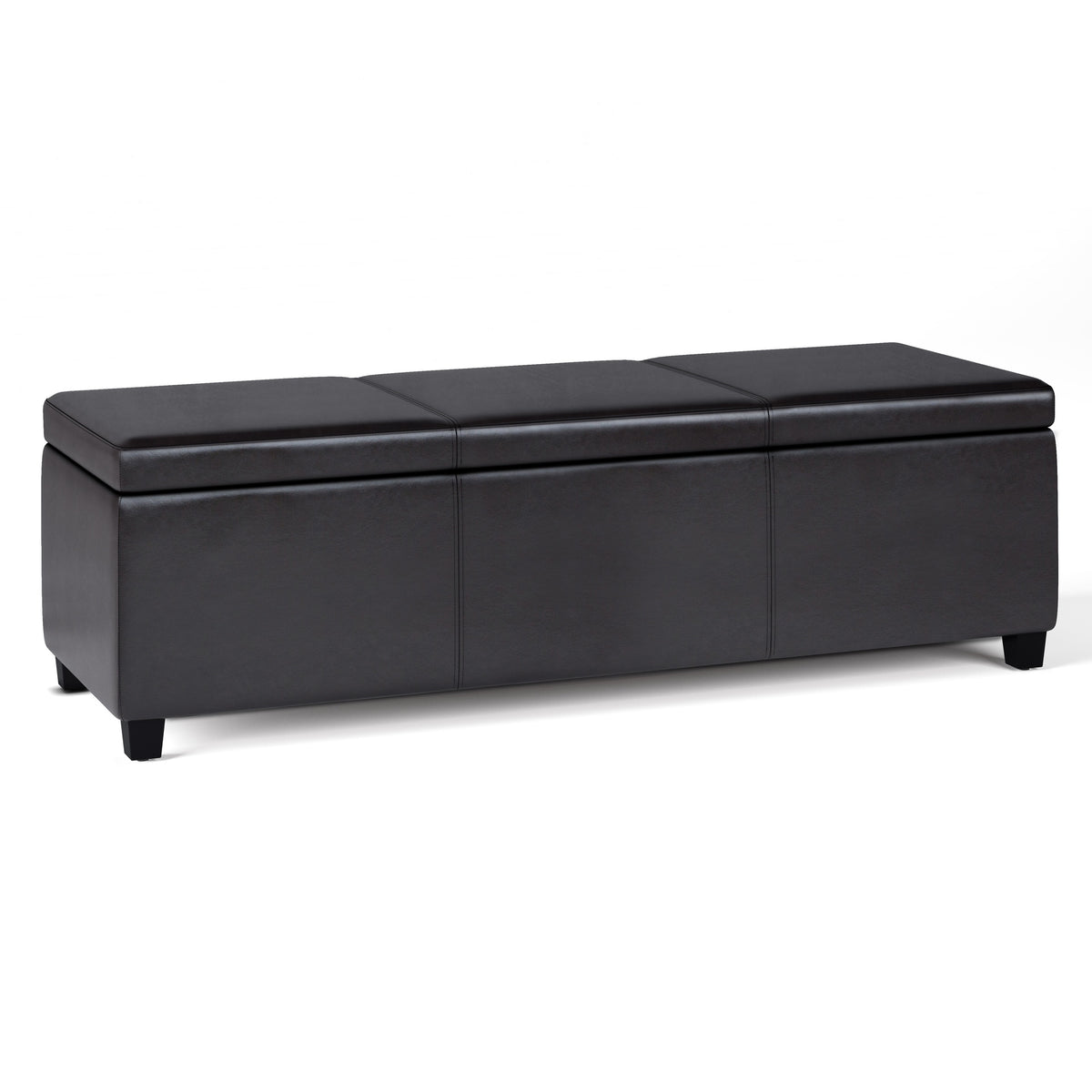 Avalon 54 inch Wide Extra Large Storage Ottoman Bench in Tanners Brown Vegan Leather
