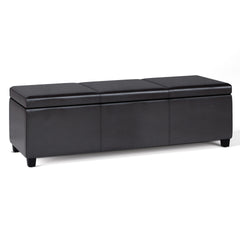 Avalon 54 inch Wide Extra Large Storage Ottoman Bench in Tanners Brown Vegan Leather