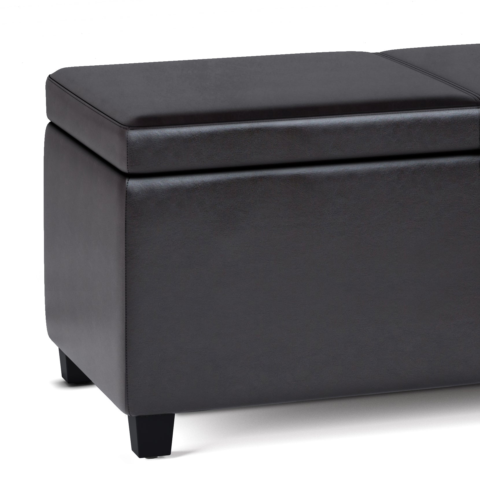 Avalon 54 inch Wide Extra Large Storage Ottoman Bench in Tanners Brown Vegan Leather