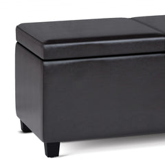 Avalon 54 inch Wide Extra Large Storage Ottoman Bench in Tanners Brown Vegan Leather