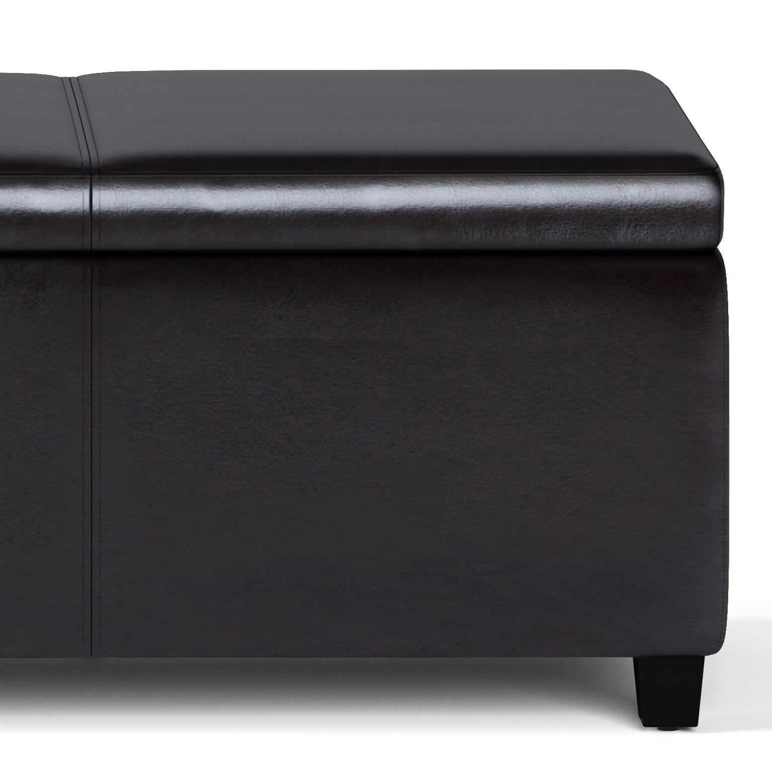 Avalon 54 inch Wide Extra Large Storage Ottoman Bench in Tanners Brown Vegan Leather