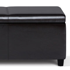 Avalon 54 inch Wide Extra Large Storage Ottoman Bench in Tanners Brown Vegan Leather