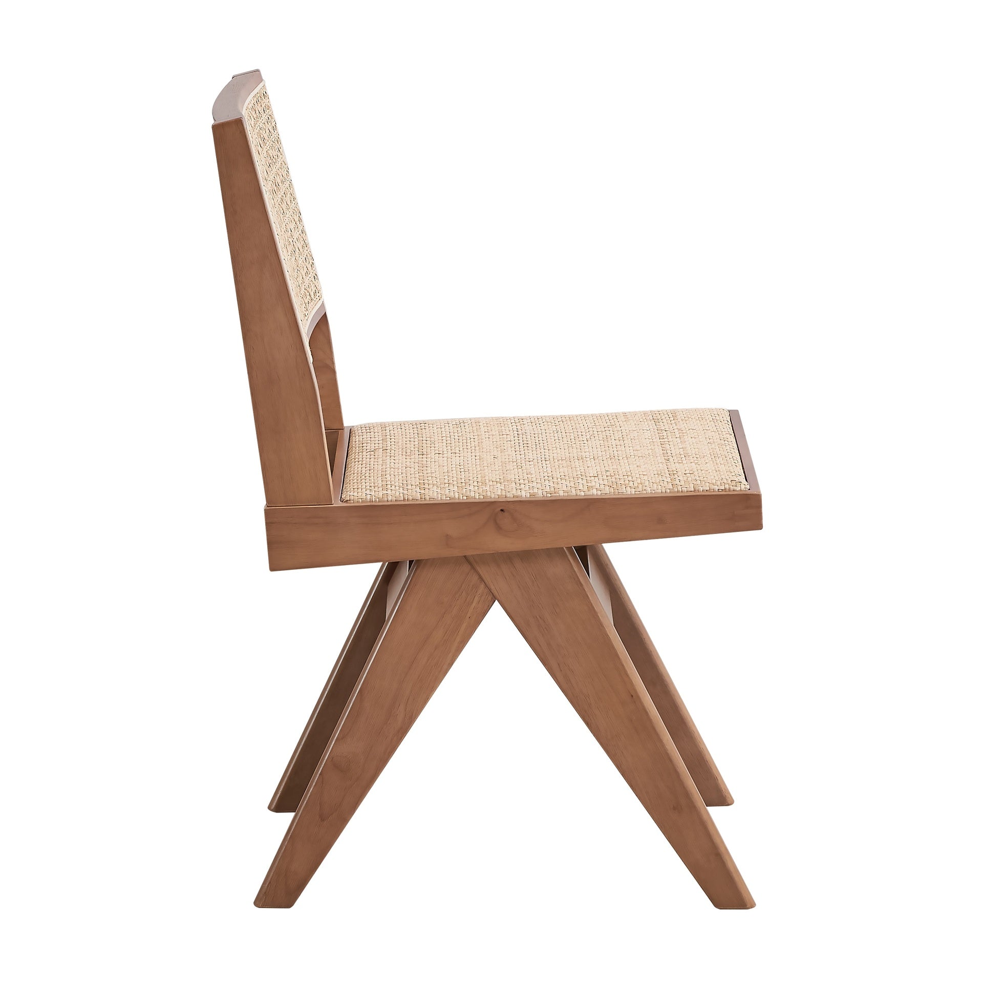 Casual Stylish Rattan Dining Chairs Set of 2 Natural Finish Mid-Century Modern Kitchen Dining Furniture