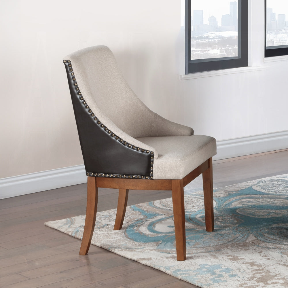 Traditional Luxury Upholstered Chairs Set of 2 Sloped Arms Nailhead Trim Stylish Formal Dining Furniture Accent Seating