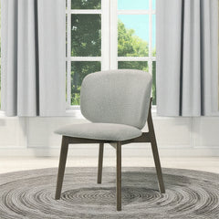 Casual Style Dining Furniture Set of 2 Side Chairs Gray Chenille Upholstery Solid Rubberwood Curved Backrest
