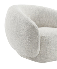 Contemporary Style 1pc Swivel Chair Boucle Upholstered 360 Degree Swivel Base armrest Slope Curved High Density Foam Beige Finish