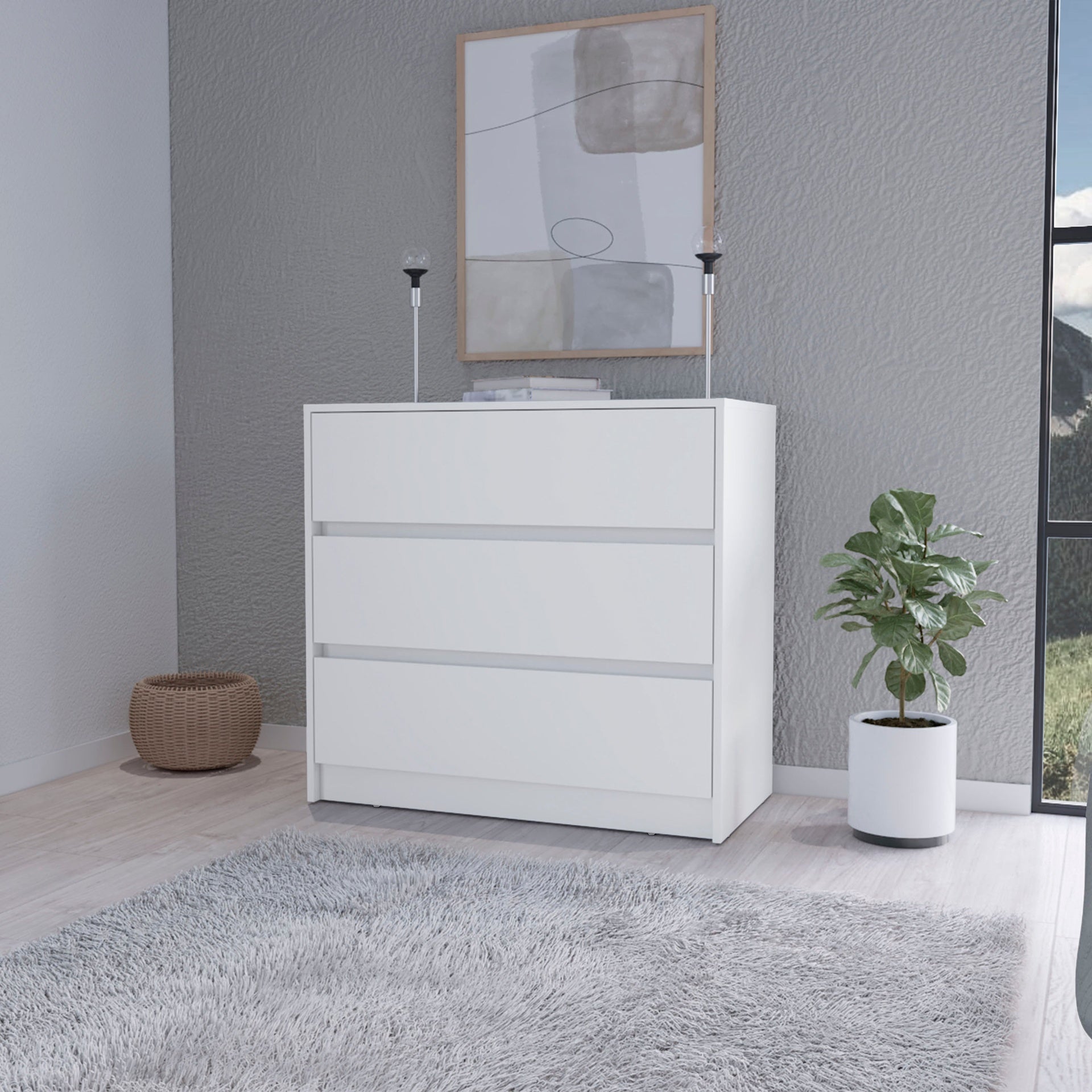 Avra 3 Drawer Dresser, Manufactured Wood Top and Front Chest of Drawers