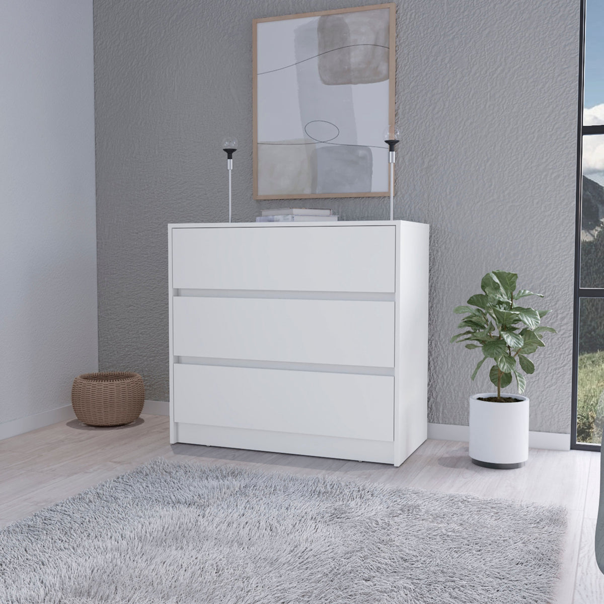 Avra 3 Drawer Dresser, Manufactured Wood Top and Front Chest of Drawers