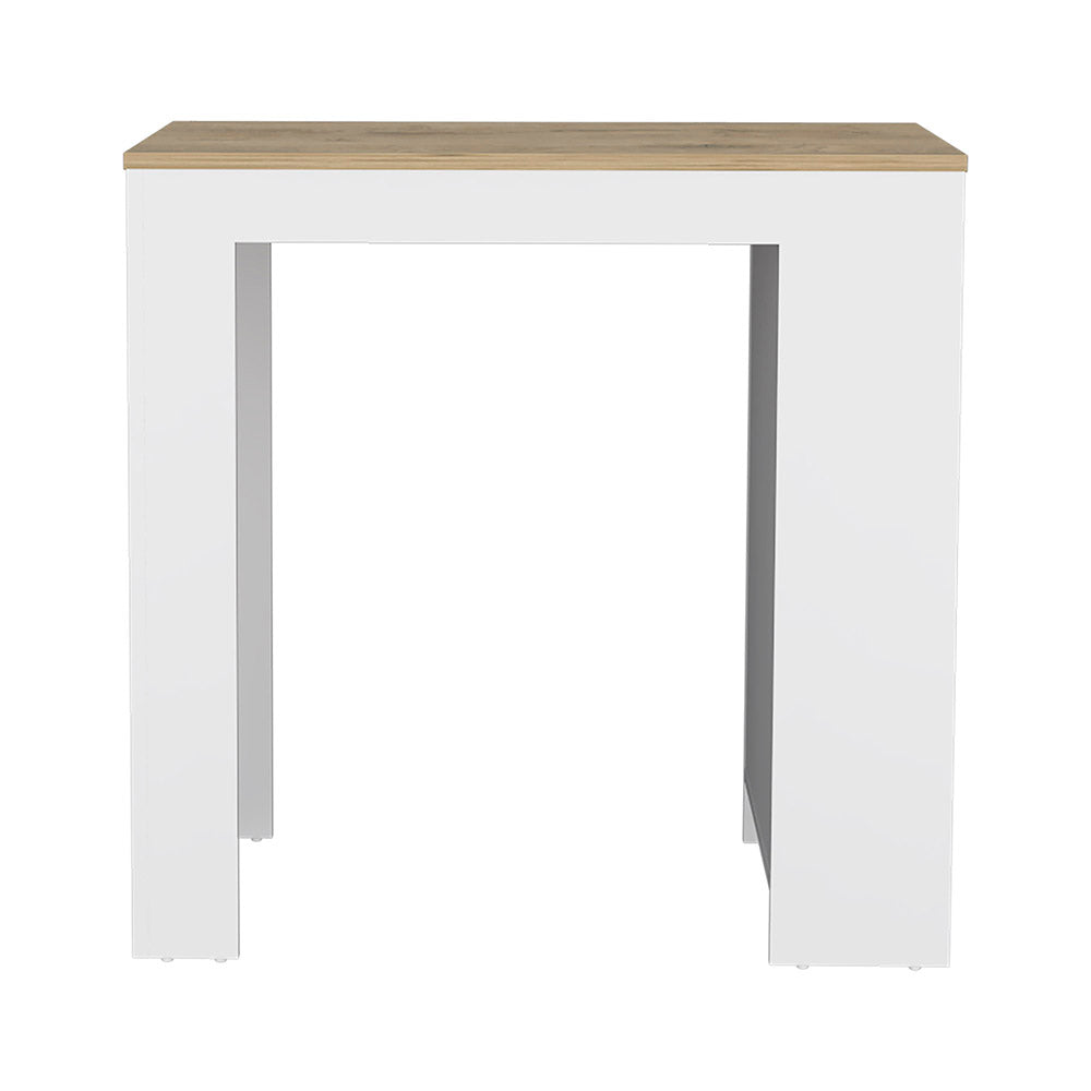 Harlan Kitchen Island, Counter Height Table Top with 3-Side Shelf