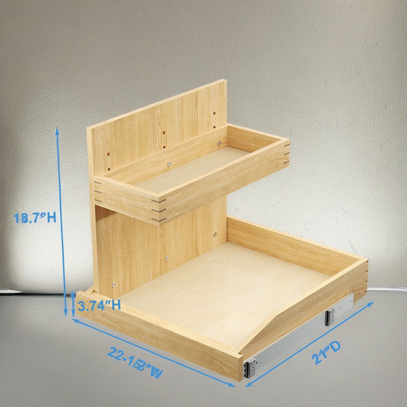 Under Sink Organizers and Storage 22½" W x 21" D, 2 Tier Pull Out Cabinet Organizer with Hard Close, Adjustable Pull Out Cabinet organizer with U Bracket for Bathroom Kitchen(Left)