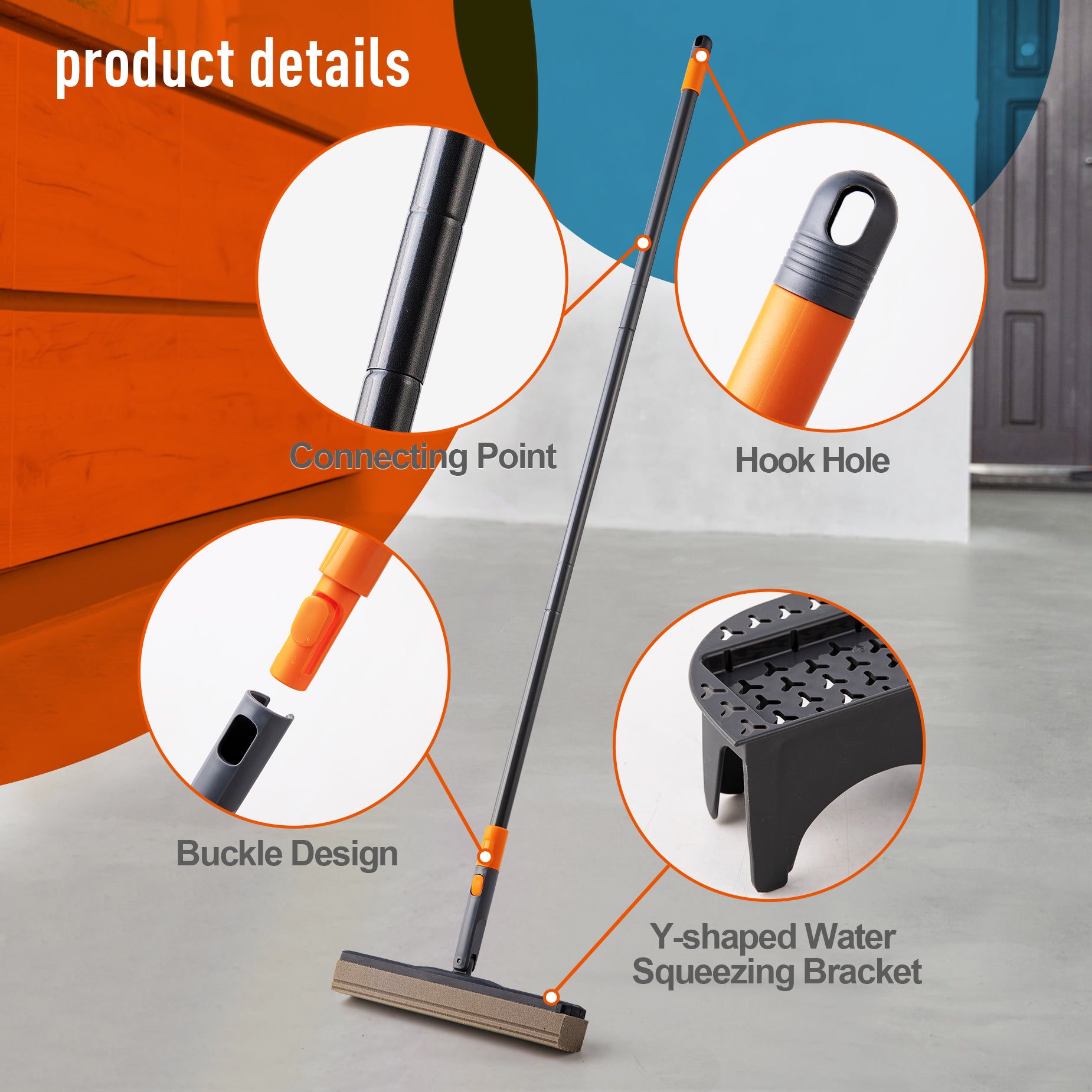 Sponge Mop Kit and Collapsible Bucket, Mop and Bucket for Floor Cleaning, Hands Free Home Floor Cleaning, Floor Cleaning System