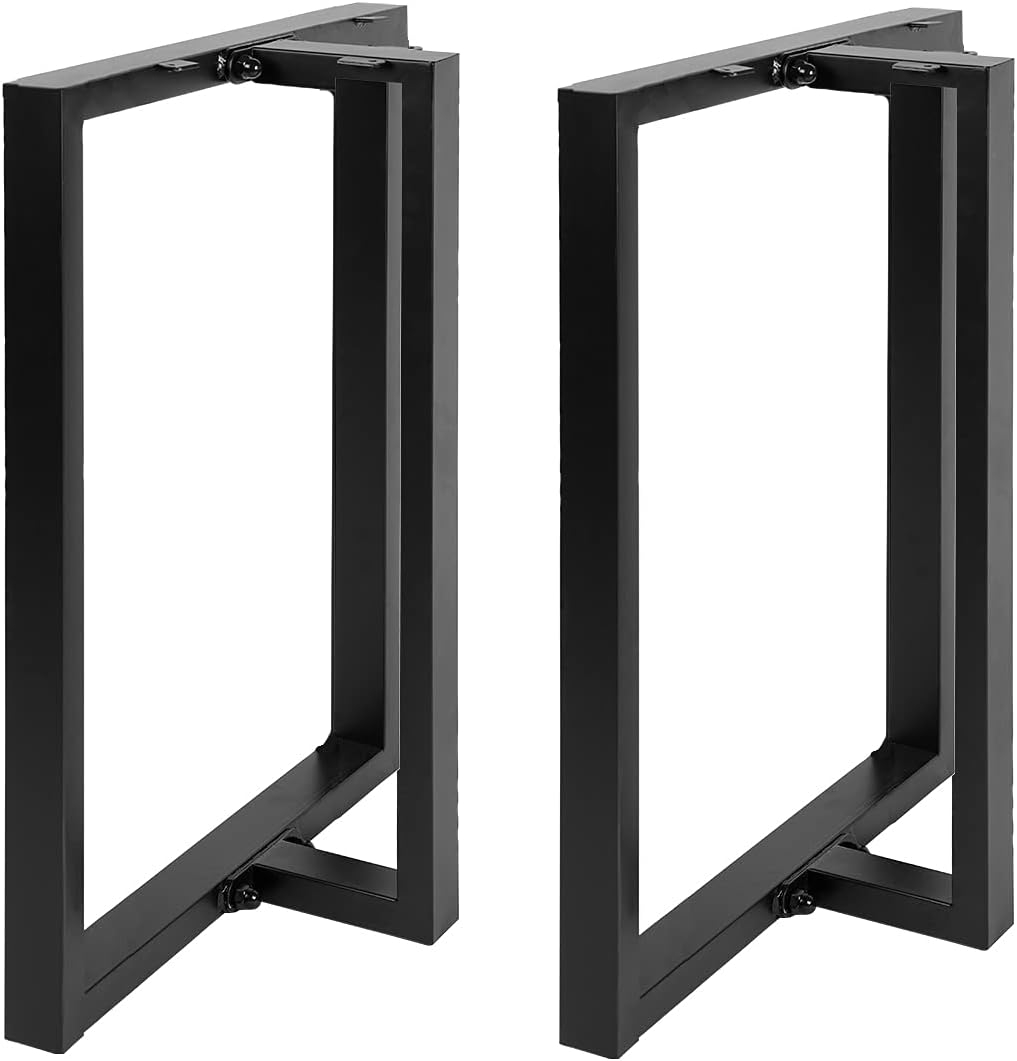 Metal Table Legs 28''x 24'' Heavy-Duty T-Shape Desk Legs Industrial Furniture Legs for Dinning Table, Computer Table, Office Table (2Pcs)-Black