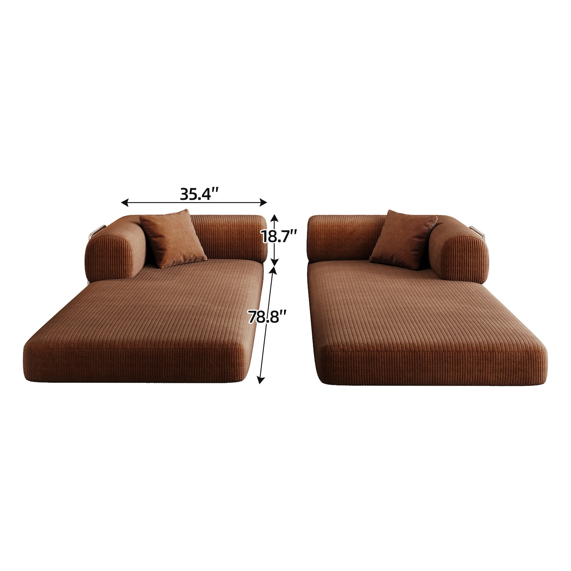 78.8" Compression Sofa,Convertible Floor Sofa Bed-with Pillow Back Support Armrest,Comfy Futon Couch Sleeper Bed,Loveseats Boneless Modular Sectional Sofa,Corduroy fabric,for Living Room,Bedroom,Brown