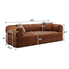 78.8" Compression Sofa,Convertible Floor Sofa Bed-with Pillow Back Support Armrest,Comfy Futon Couch Sleeper Bed,Loveseats Boneless Modular Sectional Sofa,Corduroy fabric,for Living Room,Bedroom,Brown