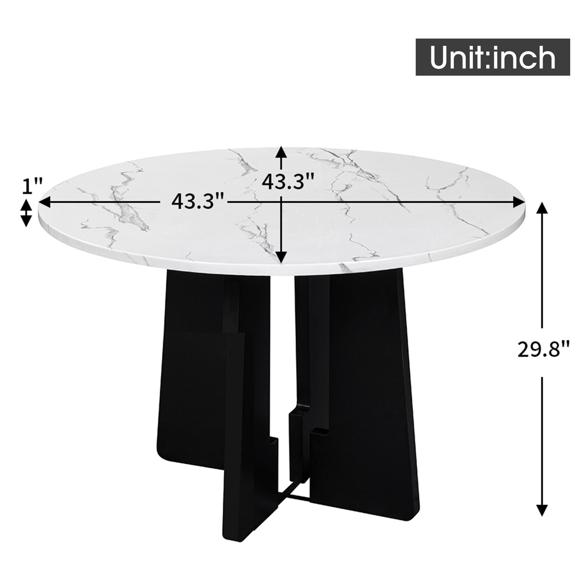 Round Dining Table for 4, 43-Inch Faux Marble Top, Mid-Century Modern Round Dining Table for Cafes, Restaurants, Bars, Home Offices and Conference Rooms (White)