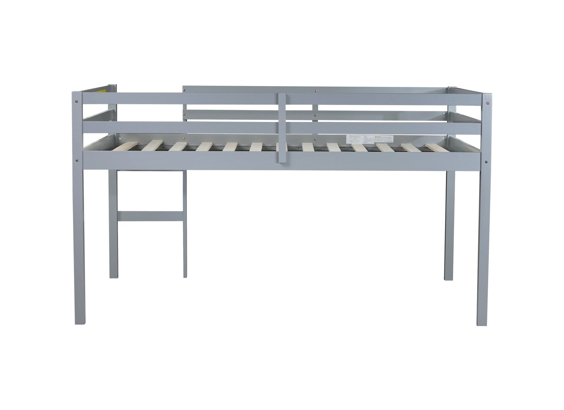 Full Rubber Wood Loft Bed with Ladder,Grey