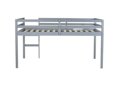 Full Rubber Wood Loft Bed with Ladder,Grey