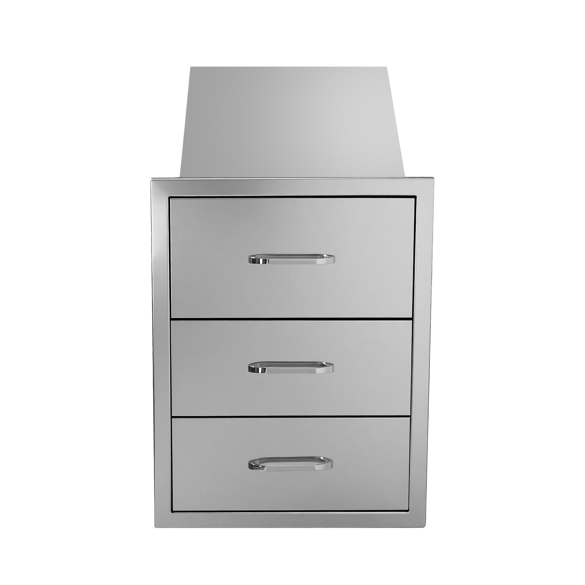 Outdoor Kitchen Drawers Stainless Steel, Flush Mount Triple Drawer,  18Wx23Hx23D with Stainless Steel Handle, BBQ Drawers for Outdoor Kitchens or BBQ Island