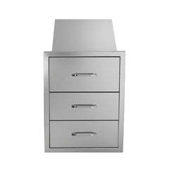 Outdoor Kitchen Drawers Stainless Steel, Flush Mount Triple Drawer,  18Wx23Hx23D with Stainless Steel Handle, BBQ Drawers for Outdoor Kitchens or BBQ Island