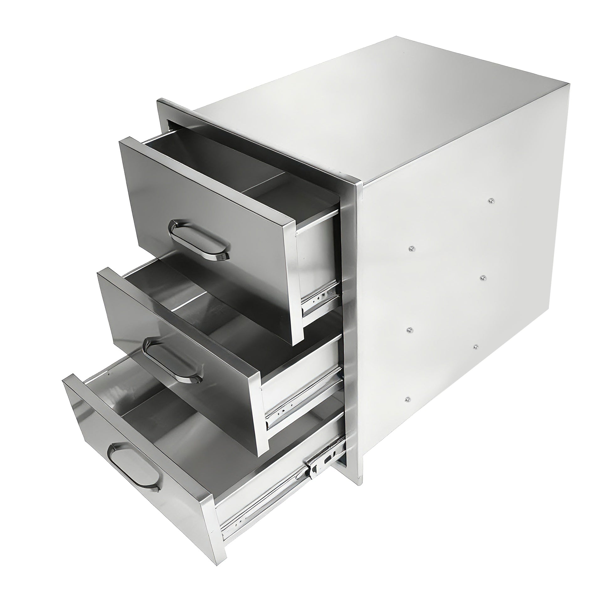 Outdoor Kitchen Drawers Stainless Steel, Flush Mount Triple Drawer,  18Wx23Hx23D with Stainless Steel Handle, BBQ Drawers for Outdoor Kitchens or BBQ Island