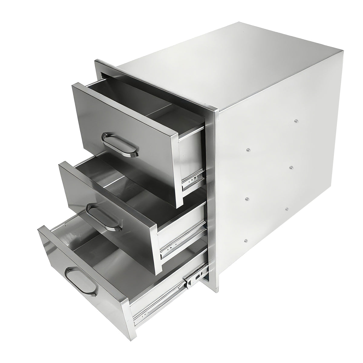 Outdoor Kitchen Drawers Stainless Steel, Flush Mount Triple Drawer,  18Wx23Hx23D with Stainless Steel Handle, BBQ Drawers for Outdoor Kitchens or BBQ Island