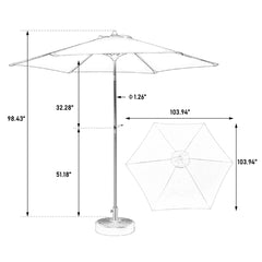 9FT Outdoor Patio Umbrella Outdoor Table Umbrella with Push Button Tilt and Crank, Market Umbrella 6 Sturdy Ribs , Deck, Backyard, Pool (Base Not Included)  -  ( Dark green )