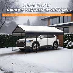 12x20 FT Heavy Duty Metal Carport With Galvanized Steel Roof With Enhanced Base Outdoor Car Port Shelter for Cars, Trucks and Boats